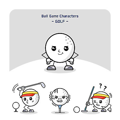 캐릭터 골프 일러스트 골프공 사람없음 골프채 물음표 무서움 사물캐릭터 일러캐릭터 AI파일 기호 감정 공 골프용품 구기 파일형식 벡터