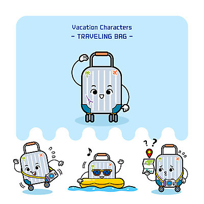 캐릭터 여행 지도 일러스트 물놀이 휴가 사람없음 카메라 캐리어 여행가방 튜브 사물캐릭터 일러캐릭터 AI파일 가방 놀이 전자제품 파일형식 벡터