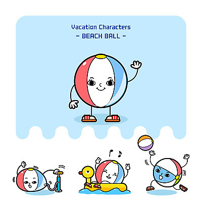 캐릭터 일러스트 물놀이 사람없음 비치볼 비치발리볼 튜브 펌프 사물캐릭터 일러캐릭터 AI파일 공 놀이 바캉스용품 배구 파일형식 벡터