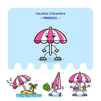 캐릭터 음료 섬 일러스트 수박 들기 사람없음 파라솔 사물캐릭터 일러캐릭터 AI파일 과일 모션 파일형식 벡터