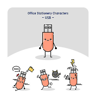 캐릭터 일러스트 사람없음 바이러스 USB 파일 삭제 사물캐릭터 일러캐릭터 AI파일 파일형식 벡터