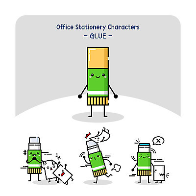 캐릭터 종이 일러스트 사람없음 사무용품 딱풀 사물캐릭터 일러캐릭터 AI파일 문구용품 풀_접착제 파일형식 벡터