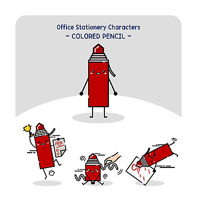 캐릭터 일러스트 색연필 사람없음 트로피 시험지 빨간펜 100점 사물캐릭터 채점 일러캐릭터 AI파일 학용품 펜 상_우승 성적 점수 파일형식 벡터