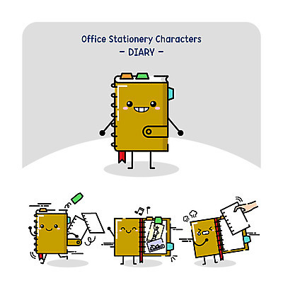 캐릭터 종이 음표 일러스트 사람없음 다이어리 사물캐릭터 일러캐릭터 AI파일 기호 음악 사무용품 파일형식 벡터