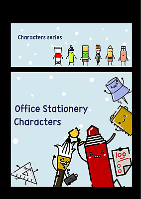 캐릭터 일러스트 사람없음 세트 다이어리 사무용품 압정 트로피 시험지 삼각자 빨간펜 100점 사물캐릭터 서예붓 일러캐릭터 AI파일 서예 문구용품 자 펜 붓 상_우승 점수 파일형식 벡터