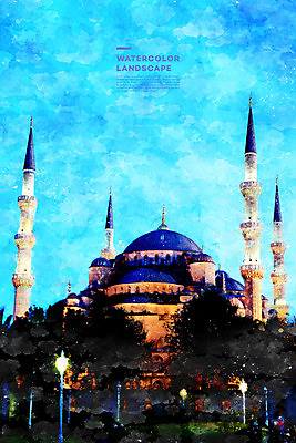 주간 PSD 해외풍경 종교 고건축 가로등 일러스트 종교건축 수채화 풍경 사람없음 야외 건물 관광지 빛 교회 기둥 사찰 사원 이슬람교 모스크 번짐 감성 첨탑 블루모스크 랜드마크 술탄아흐메트 술탄아흐메트자미 튀르키예 국내일러스트 자연요소 해외 건축물 공공시설 건축 아시아 여행 컨셉 비즈니스 이스탄불 탑 파일형식 효과