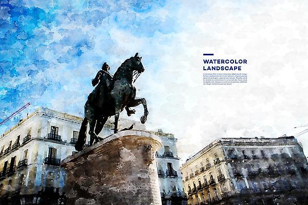 주간 PSD 해외풍경 유럽 일러스트 하늘 수채화 풍경 사람없음 야외 건물 관광지 동상 스페인 번짐 감성 랜드마크 마드리드 솔광장 국내일러스트 자연요소 해외 건축물 나라 여행 컨셉 조형물 광장 기념물 파일형식 효과