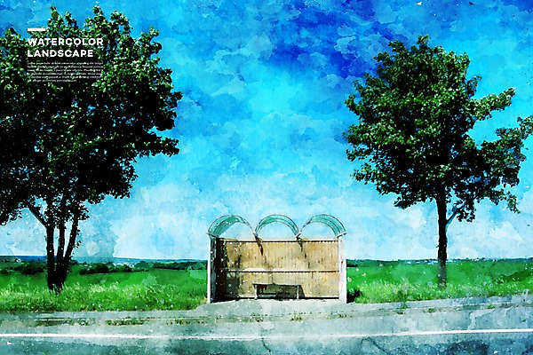 주간 PSD 나무 해외풍경 유럽 도로 일러스트 수채화 독일 풍경 사람없음 야외 버스정류장 번짐 감성 드레스덴 국내일러스트 자연요소 식물 해외 나라 길 컨셉 교통시설 역 파일형식 효과