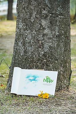 PSD 나무 편집이미지 꽃 캘리그라피 잔디 글자캘리그라피 사람없음 아웃포커스 공책 스케치북 그림 목업 이미지편집 식물 문구용품 학용품 촬영기법 파일형식