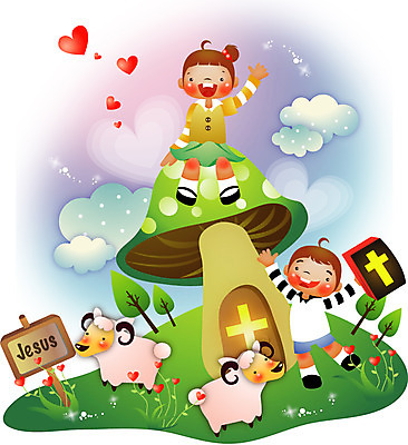 전신 나무 구름 여자 남자 기독교 종교 어린이 일러스트 웃음 두명 성경 버섯 하트 양 국내일러스트 AI파일 자연요소 모양 식물 종교용품 포유류 표정 사람 파일형식 벡터