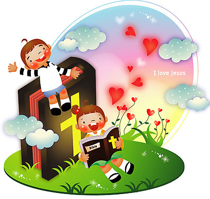 전신 구름 여자 남자 기독교 종교 어린이 일러스트 하늘 웃음 잔디 두명 성경 하트 국내일러스트 AI파일 자연요소 모양 식물 종교용품 표정 사람 파일형식 벡터