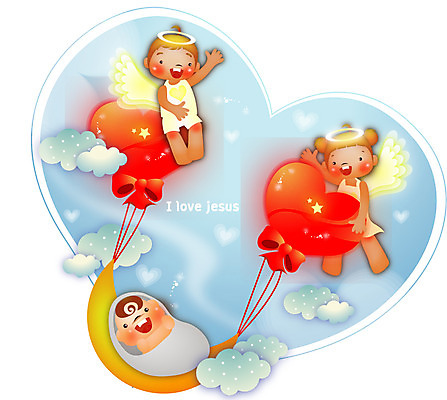 전신 구름 여자 남자 리본 기독교 종교 어린이 일러스트 하늘 사랑 웃음 세명 성경 달 하트 아기 풍선 국내일러스트 AI파일 자연요소 모양 감정 종교용품 표정 사람 파일형식 벡터