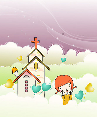 여자 기독교 종교 어린이 일러스트 사랑 한명 웃음 상반신 교회 풍선 국내일러스트 AI파일 1 감정 종교건축 표정 사람 건물 파일형식 벡터