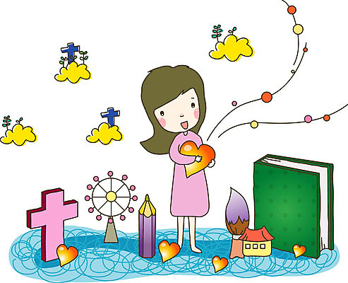 전신 구름 여자 기독교 종교 어린이 십자가 일러스트 주택 사랑 한명 웃음 들기 하트 붓 놀이기구 국내일러스트 AI파일 자연요소 모양 1 감정 모션 표정 사람 건물 파일형식 벡터