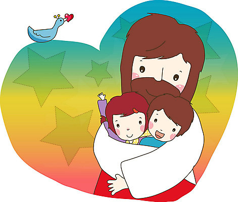 여자 남자 별 기독교 종교 어린이 일러스트 안기 조류 사랑 웃음 상반신 성인 세명 하트 예수 국내일러스트 AI파일 자연요소 모양 동물 감정 모션 표정 사람 신_종교 파일형식 벡터