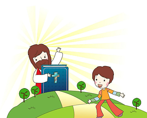 전신 나무 남자 기독교 종교 어린이 일러스트 사랑 웃음 잔디 초원 상반신 성인 두명 성경 예수 국내일러스트 AI파일 식물 감정 종교용품 표정 사람 신_종교 파일형식 벡터