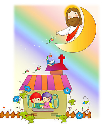 여자 남자 꽃 기독교 종교 어린이 무지개 일러스트 창문 조류 주택 사랑 상반신 성인 세명 울타리 교회 달 예수 나팔꽃 국내일러스트 AI파일 자연요소 식물 동물 감정 종교건축 사람 건물 담장 신_종교 파일형식 벡터