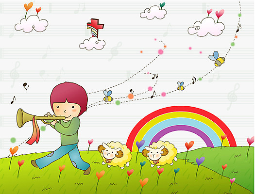 전신 구름 남자 기독교 종교 어린이 음악 무지개 연주 일러스트 사랑 한명 하트 불기 벌 나팔 국내일러스트 AI파일 자연요소 모양 1 감정 악기 곤충 모션 문화예술 사람 파일형식 벡터