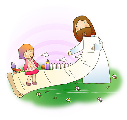 전신 여자 남자 기독교 종교 종이 어린이 일러스트 사랑 들기 잔디 성인 두명 울타리 연필 예수 두루마리 국내일러스트 AI파일 식물 감정 모션 학용품 사람 담장 필기구 신_종교 파일형식 벡터