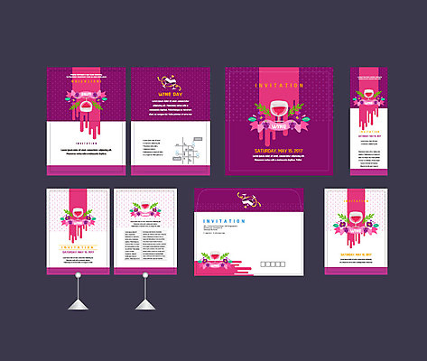 템플릿 배너템플릿 꽃 와인잔 나뭇잎 이벤트 사람없음 세트 와인 현수막 레드와인 전단 엽서 초대장 약도 소봉투 행사세트 행사템플릿 AI파일 식물 배너 잎 지도 술잔 편지봉투 카드_감사 주류 편지 홍보물 파일형식 벡터