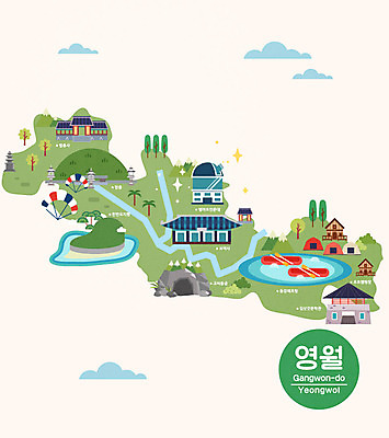 여행 지도 일러스트 한국 사람없음 관광지 동굴 급류타기 강원도 패러글라이딩 천문대 국내여행 래프팅보트 랜드마크 영월 왕릉 안내도 국내일러스트 AI파일 아시아 스포츠 수상스포츠 파일형식 벡터