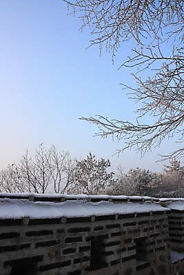 포토 JPG 주간 나무 설경 자연 하늘 풍경 사람없음 야외 눈 성 경기도 남한산성 겨울풍경 국내포토 광주시 자연요소 식물 건축물 겨울 날씨 한국 생태계 파일형식