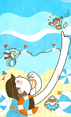 PSD 여자 남자 어린이 파도 바다 일러스트 안전 여러명 성인 해변 여름 여름휴가 바캉스 파라솔 위험 안전수칙 규칙 튜브 안전선 국내일러스트 계절 다수 컨셉 휴가 사람 파일형식 여름_계절