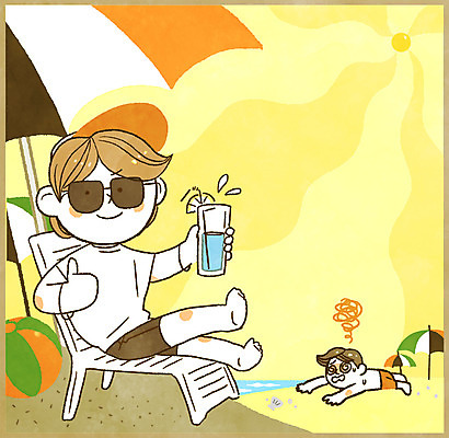 전신 PSD 남자 음료 일러스트 안전 성인 두명 여름 여름휴가 바캉스 선글라스 태양 파라솔 더위 그늘 선베드 안전수칙 규칙 국내일러스트 자연요소 계절 안경 의자 날씨 휴가 사람 파일형식 여름_계절