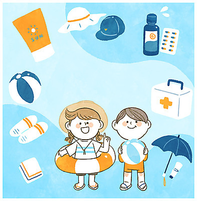 전신 PSD 모자 여자 남자 어린이 일러스트 우산 슬리퍼 안전 두명 여름 여름휴가 바캉스 구급상자 비치볼 선크림 안전수칙 규칙 튜브 비치타올 준비물 국내일러스트 잡화 계절 신발 공 휴가 바캉스용품 사람 수건 화장품 의료용품 파일형식 여름_계절