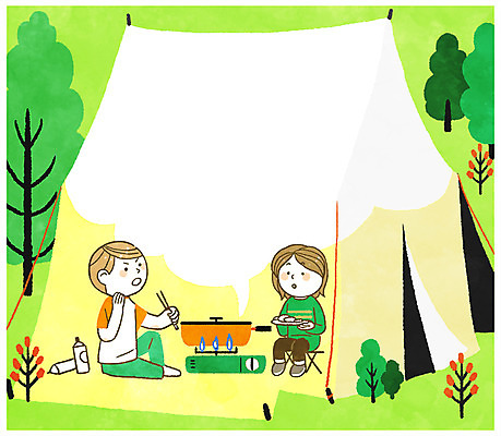 전신 PSD 나무 여자 남자 일러스트 산 프레임 텐트 안전 성인 두명 여름 여름휴가 바캉스 위험 버너 안전수칙 규칙 취사 프레임일러스트 국내일러스트 식물 계절 컨셉 휴가 캠핑도구 사람 요리중 파일형식 여름_계절