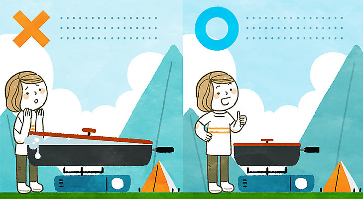 전신 PSD 여자 남자 일러스트 프레임 텐트 안전 성인 두명 여름 여름휴가 바캉스 캠핑 비교 냄비 위험 버너 안전수칙 규칙 삼발이 프레임일러스트 국내일러스트 계절 컨셉 레저 휴가 캠핑도구 사람 솥 파일형식 여름_계절