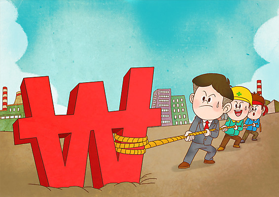 전신 PSD 남자 밧줄 일러스트 공장 하늘 협력 노동자 직장 정장 성인 건물 세명 원화 화폐기호 당기기 화합 노사화합 노사관계 국내일러스트 직업 건축물 기호 옷 줄 돈 회사 비즈니스 공업 모션 사람 화폐 파일형식