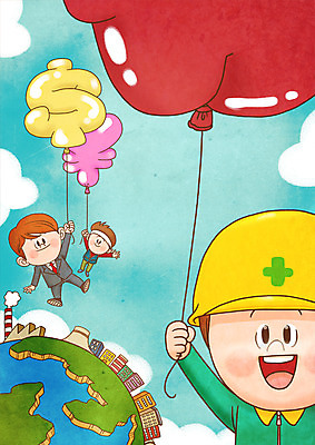 전신 PSD 남자 지구 일러스트 공장 하늘 협력 노동자 직장 정장 상반신 성인 건물 세명 달러 화폐기호 엔 화합 풍선 노사화합 노사관계 근로자의날 국내일러스트 직업 건축물 기호 옷 기념일 돈 회사 비즈니스 공업 사람 화폐 파일형식