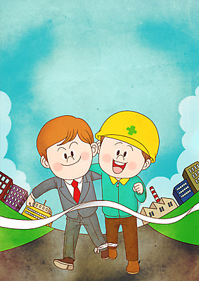 전신 PSD 남자 일러스트 공장 하늘 협력 노동자 직장 정장 성인 두명 건물 달리기 화합 노사화합 노사관계 이인삼각 국내일러스트 직업 건축물 옷 회사 비즈니스 공업 모션 놀이 사람 파일형식