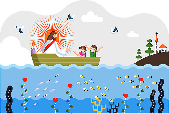 나무 여자 남자 기독교 종교 어린이 바다 일러스트 촛불 조류 여름방학 어류 상반신 성인 세명 교회 하트 예수 해조류 여름성경학교 선박 국내일러스트 AI파일 모양 식물 동물 수상교통 초 종교건축 방학 사람 건물 수중동물 신_종교 해양식물 성경학교 파일형식 벡터 여름_계절