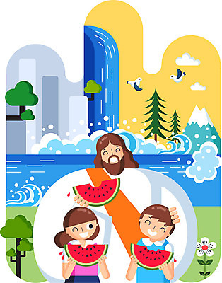 나무 구름 여자 남자 기독교 종교 어린이 파도 바다 일러스트 조류 여름음식 산 수박 여름방학 상반신 성인 세명 예수 여름성경학교 제철음식 제철과일 국내일러스트 AI파일 자연요소 식물 동물 음식 과일 방학 사람 신_종교 성경학교 제철 파일형식 벡터 여름_계절
