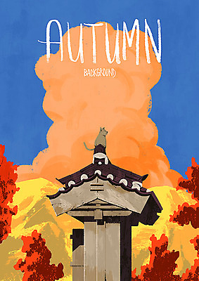 PSD 나무 구름 한마리 백그라운드 단풍 낙엽 일러스트 산 한옥 기와 사람없음 가을풍경 고양이 가을 대문 가을배경 국내일러스트 자연요소 식물 1 한국전통 계절 고건축 잎 포유류 풍경 반려동물 문 파일형식 가을_계절