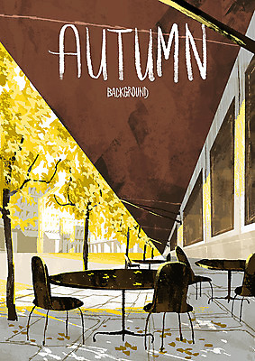 PSD 백그라운드 단풍 의자 일러스트 탁자 거리 사람없음 가을풍경 카페 가을 은행잎 은행나무 가을배경 국내일러스트 나무 계절 가구 잎 풍경 상점 파일형식 가을_계절