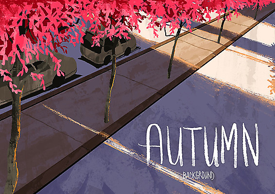 PSD 도로 백그라운드 단풍 낙엽 일러스트 자동차 단풍나무 거리 사람없음 가을풍경 가을 가을배경 국내일러스트 나무 계절 길 육상교통 잎 교통시설 풍경 파일형식 가을_계절