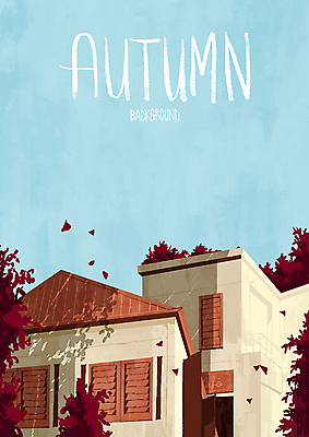 PSD 백그라운드 단풍 낙엽 일러스트 하늘 단풍나무 사람없음 건물 가을풍경 카페 가을 가을배경 국내일러스트 나무 건축물 계절 잎 풍경 상점 파일형식 가을_계절