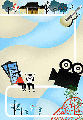 전신 PSD 나무 여자 남자 문화 일러스트 한옥 앉기 성인 두명 기타 티켓 영화 영사기 문화의날 국내일러스트 식물 한국전통 고건축 모션 현악기 문화예술 사람 파일형식 법정기념일