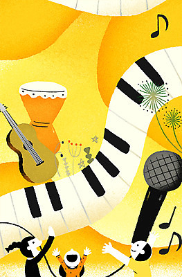 PSD 여자 남자 문화 악기 음악 연주 일러스트 상반신 성인 세명 기타 건반 피아노 마이크 문화의날 국내일러스트 음향기기 현악기 문화예술 사람 건반악기 파일형식 법정기념일