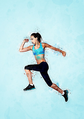 전신 PSD 응시 여자 일러스트 수채화 한명 성인 운동복 달리기 번짐 성인여자한명만 국내일러스트 1 시선 옷 모션 사람 여자한명만 성인여자만 파일형식 효과