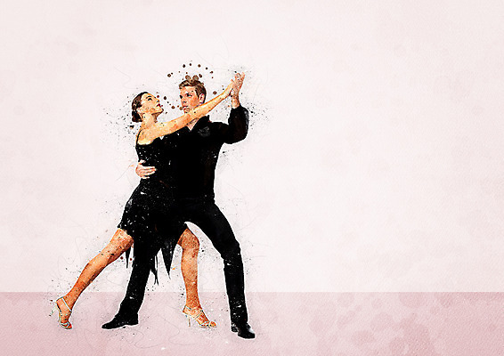 전신 PSD 드레스 여자 남자 일러스트 수채화 서기 성인 두명 춤 번짐 댄스스포츠 국내일러스트 옷 스포츠 모션 문화예술 사람 파일형식 효과