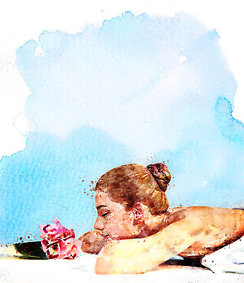 PSD 여자 꽃 엎드리기 일러스트 수채화 한명 성인 눈감음 마사지 번짐 성인여자한명만 국내일러스트 식물 1 모션 사람 여자한명만 성인여자만 파일형식 효과