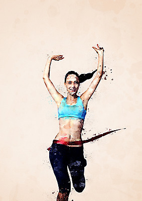 PSD 여자 일러스트 수채화 한명 성인 운동복 달리기 운동 육상스포츠 번짐 결승선 승리석 성인여자한명만 국내일러스트 1 옷 스포츠 모션 건강 사람 여자한명만 성인여자만 파일형식 효과