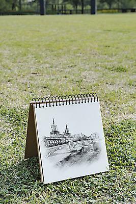 PSD 편집이미지 잔디 사람없음 강 공책 스케치 스케치북 드로잉 가교 목업 이미지편집 식물 건축물 문구용품 학용품 미술 파일형식