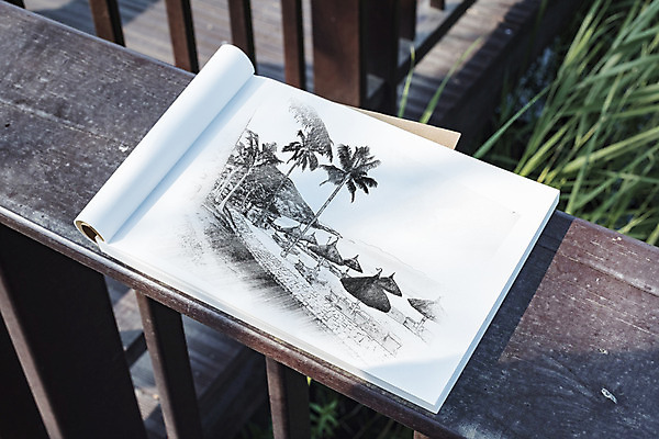 PSD 편집이미지 나뭇잎 해변 사람없음 공책 다리 스케치 스케치북 휴양지 드로잉 목업 이미지편집 바다 잎 문구용품 학용품 미술 신체부위 장소 파일형식