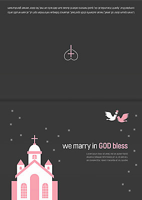 템플릿 기념일 꽃 결혼 카드템플릿 사람없음 성당 하트 비둘기 청첩장 초대장 축하카드 이미지템플릿 AI파일 모양 식물 종교건축 조류 카드_감사 이벤트 파일형식 벡터