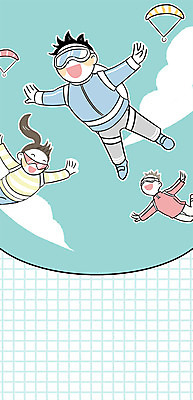 전신 PSD 구름 여자 남자 일러스트 하늘 성인 세명 레포츠 축제 가을 패러글라이딩 국내일러스트 자연요소 계절 스포츠 레저 사람 파일형식